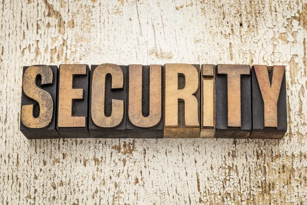 Security word in wood type — Stock Photo, Image