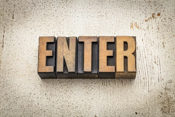 Enter word in wood type — Stock Photo, Image
