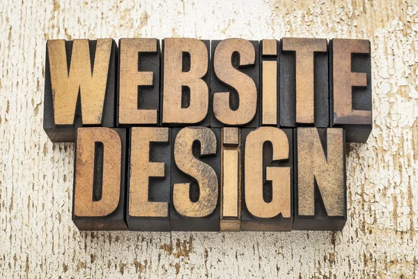 Website design in wood type — Stock Photo, Image