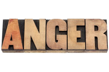 anger word in wood type clipart