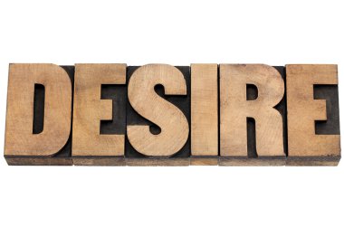 desire word in wood type clipart