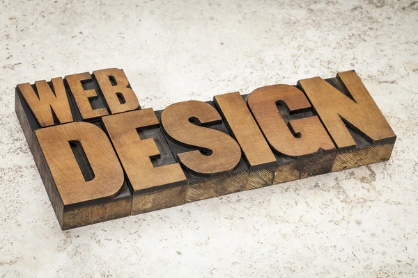 Web design in wood type — Stock Photo, Image