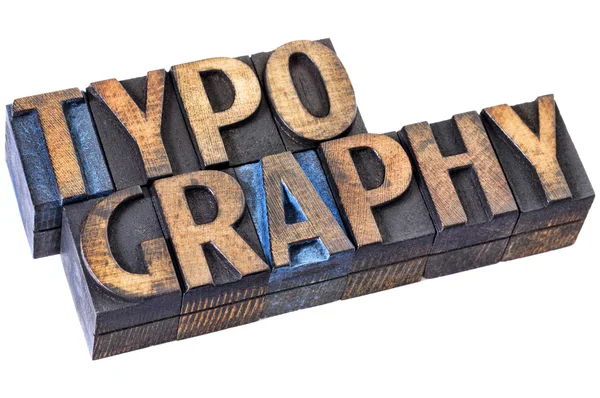 Typography word in wood type — Stock Photo, Image