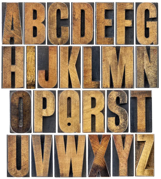 Tipo de madeira vintage alfabeto — Fotografia de Stock