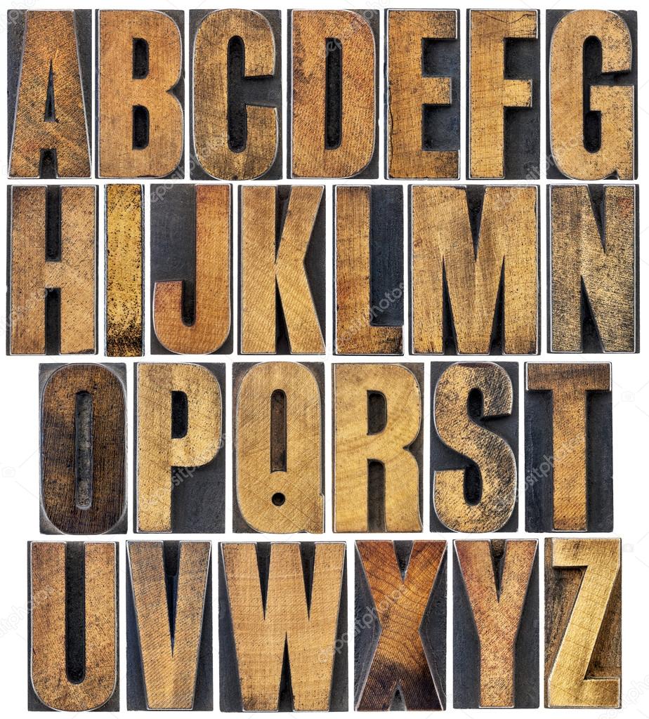 vintage wood type alphabet