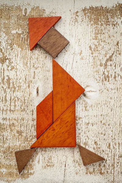 Tangram wandelnde Frauenfigur — Stockfoto