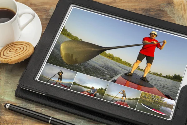 Stand Up Paddling auf dem digitalen Tablet — Stockfoto