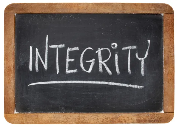 Integrity word on blackboard — Stock Photo, Image