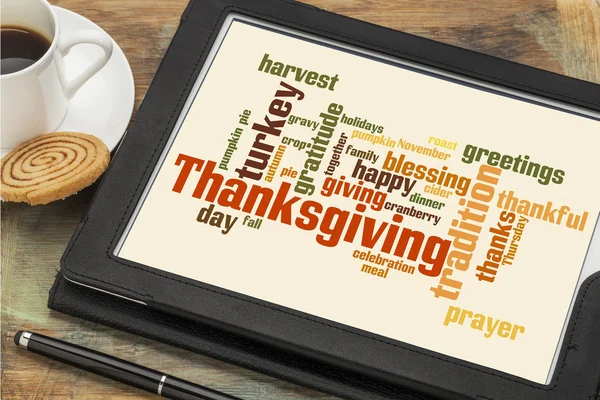 Thanksgiving firande moln ord — Stockfoto