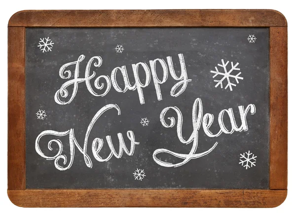 Happy New Year on blackboard — Stock Photo, Image