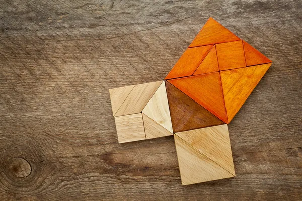 Twierdzenie Pitagorasa w tangram puzzle — Zdjęcie stockowe