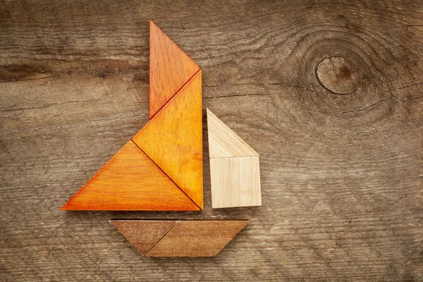 Abstrato veleiro de tangram quebra-cabeça — Fotografia de Stock