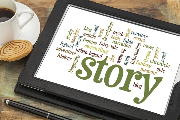 Story und Storytelling Wortwolken — Stockfoto