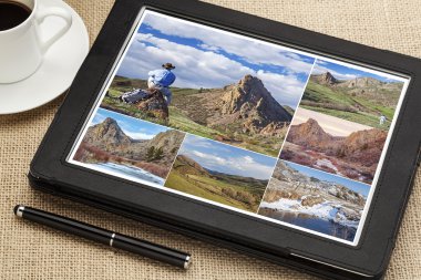 Dijital tablet üzerinde yürüyüş resimleri