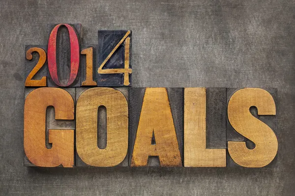 2014 goals in wood type — Stock Photo, Image