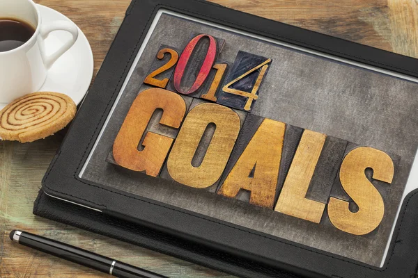 2014 goals on digital tablet — Stock Photo, Image