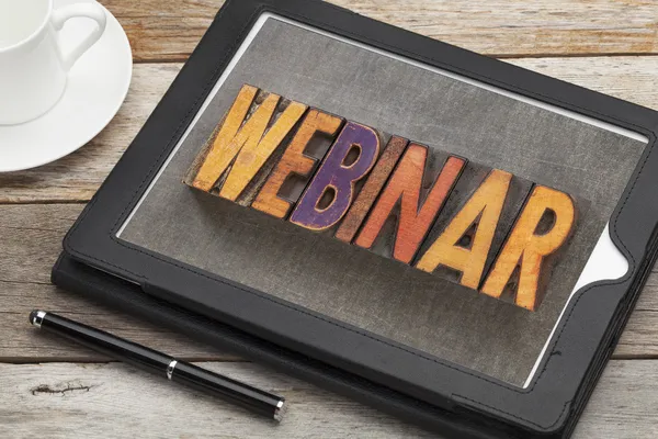 Webinar word on digital tablet — Stock Photo, Image