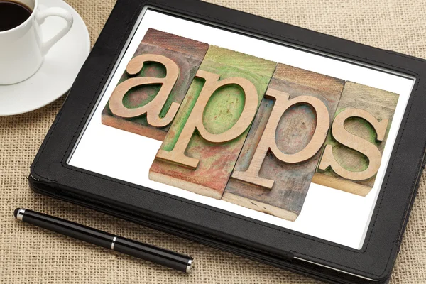 Palabra de aplicaciones en tableta digital —  Fotos de Stock