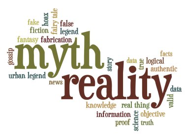 myth and reality word cloud clipart