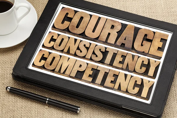 Bátorságot, következetességet, kompetencia — Stock Fotó