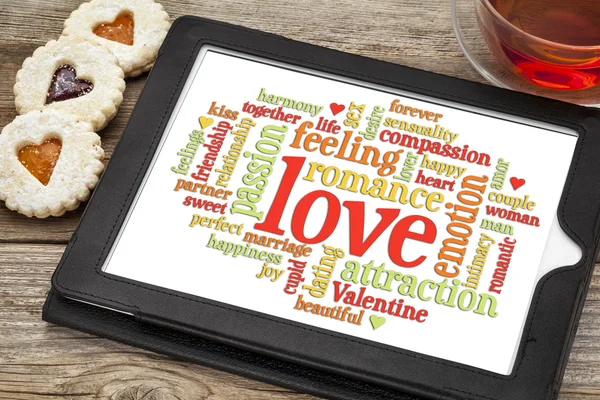 Liefde en romantiek word cloud — Stockfoto