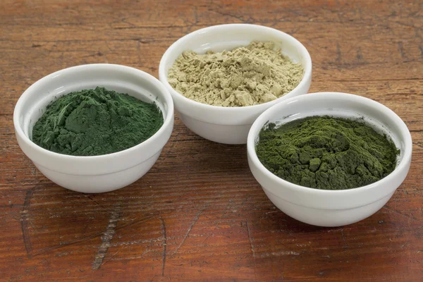 Kelp, spirulina i chlorella — Zdjęcie stockowe