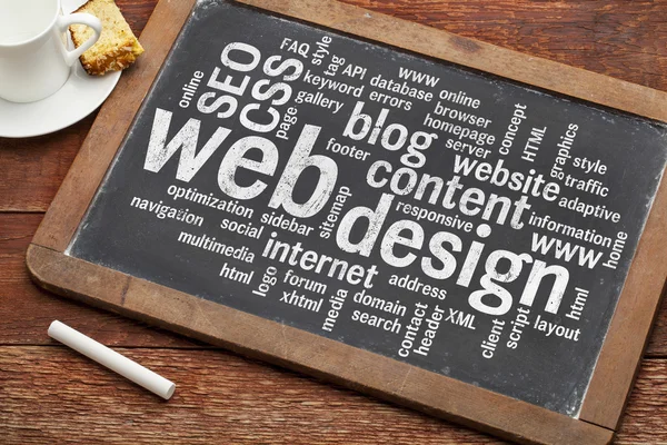 Web design szó felhő-táblára