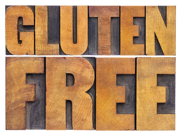 Gluten free words in wood type — Stock Photo, Image