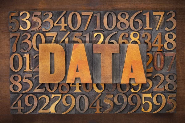 Data word in wood type — Stock Photo, Image