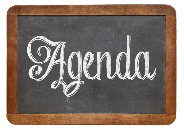Agenda word on blackboard — Stock Photo, Image