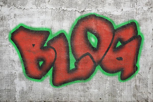 Blog słowo graffiti na ścianie tynk — Zdjęcie stockowe