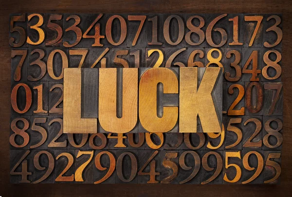 Luck word in wood type — Stock Photo, Image