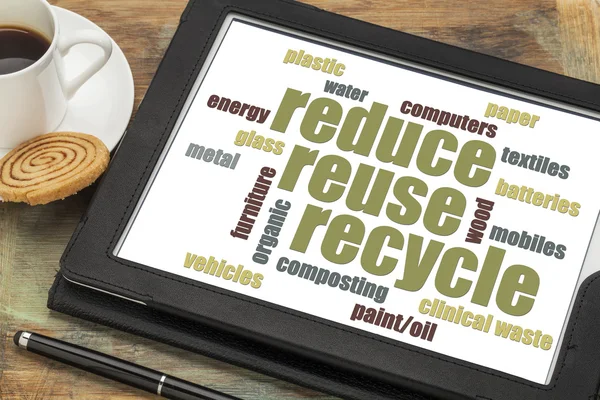 Reduse, Wiederverwendung, Recycling von Word Cloud — Stockfoto