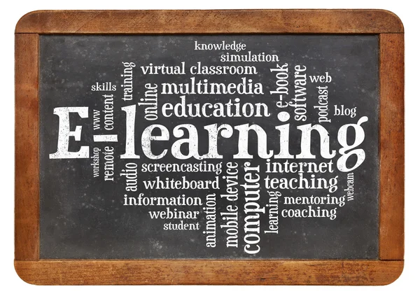 E-learning word cloud on blackboard — Stock Photo, Image