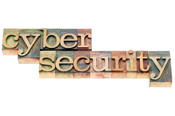 Cyber security in wood type — Stock Photo, Image