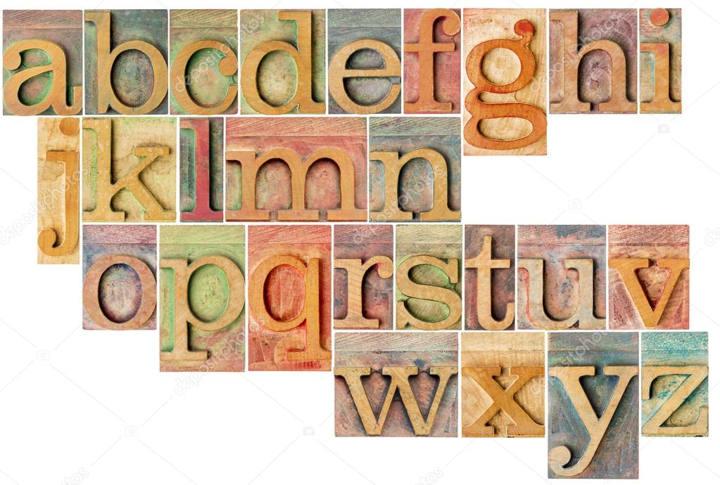 alphabet in letterpress  wood type