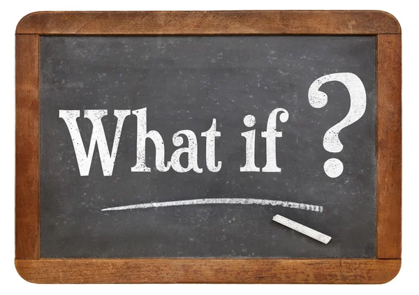 What if question on blackboard — Stock Photo, Image