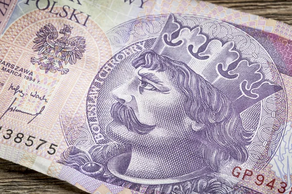 Polish medieval king on banknote — Stock Photo, Image