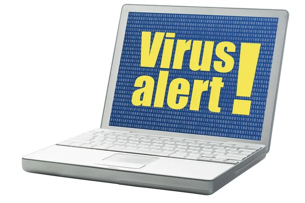 Alerta de virus en un ordenador portátil — Foto de Stock