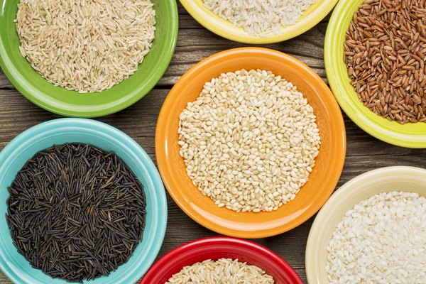 Variedad de granos de arroz — Foto de Stock