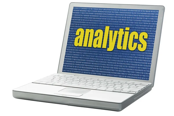 Analytics-Wort auf einem Laptop — Stockfoto