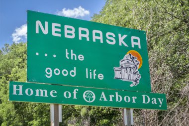 Nebraska welcome road sign clipart