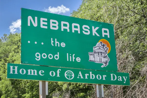 Nebraska Välkommen Vägmärke — Stockfoto