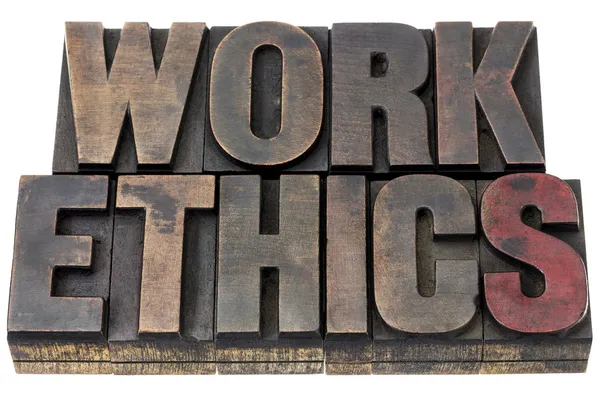 Work ethics  in wood type — Stock Photo, Image