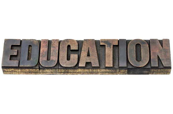 Education word in wood type — Stock Photo, Image