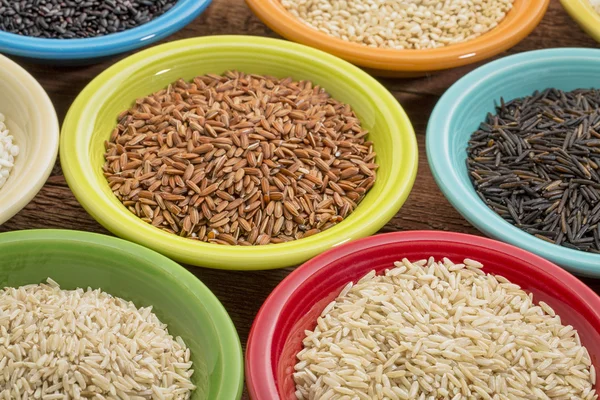 Varietà di chicchi di riso — Foto Stock