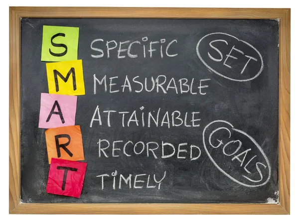 Set smart goals on blackboard — Stock Photo, Image