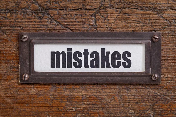 Mistakes - file cabinet label — Stock Photo, Image