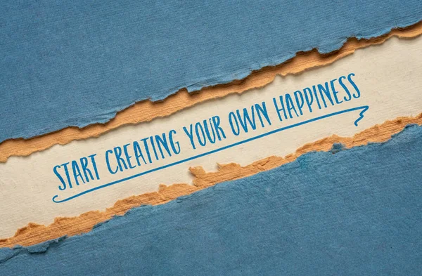 Ξεκινήστε Δημιουργείτε Δική Σας Ευτυχία Εμπνευσμένο Γραφικό Χαρακτήρα Ένα Χειροποίητο — Φωτογραφία Αρχείου