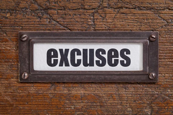 Excuses - file cabinet label — Stock Photo, Image